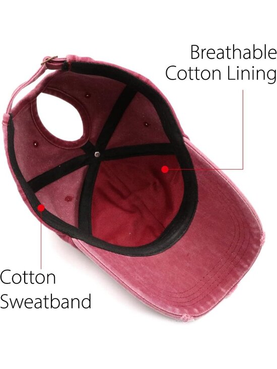 〽️Women Wine Black High Ponytail Baseball Cap Trucker Bad Hair Day Adjustable main image 6